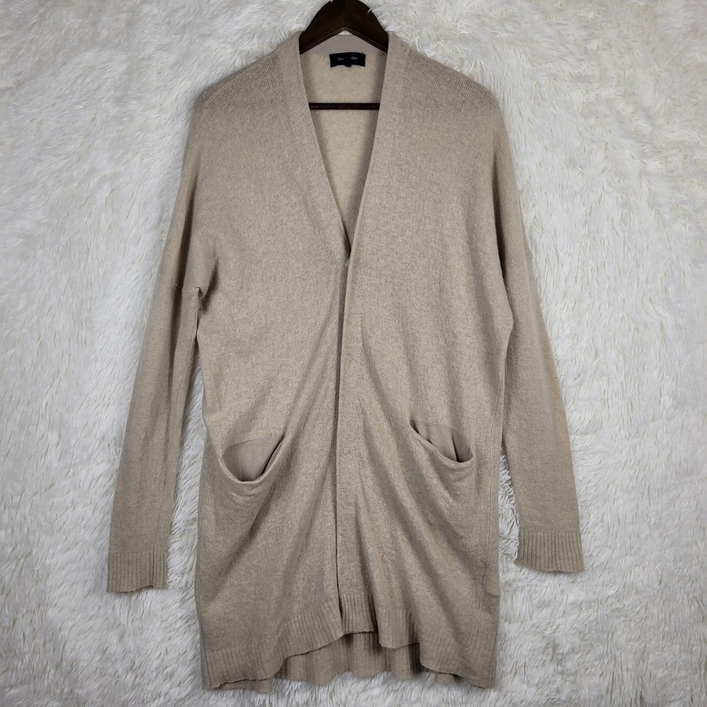 Pas‎ De Calais EU 36 Beige Long Wool Cardigan Snap Quiet Luxury Lagenlook